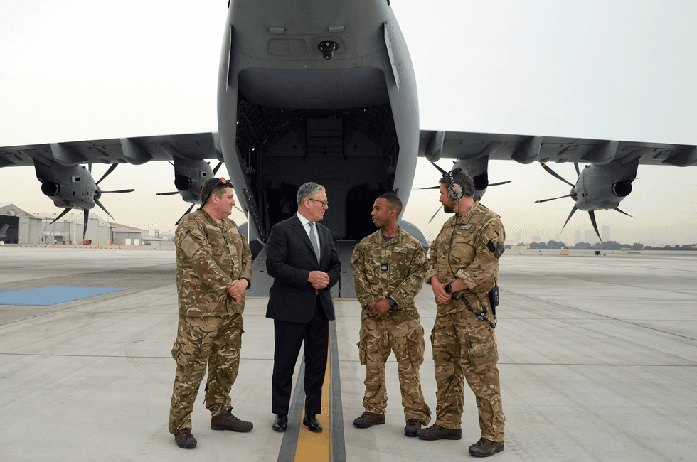 Britain's Prime Minister Keir Starmer meets military personnel