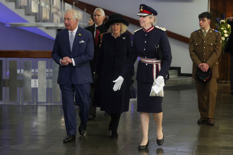Britain's Prince Charles, Prince of Wales, and Camilla, Duchess of Cornwall, arrive at the Civic Centre during a visit to Southend-on-Sea, Britain, March 1, 2022. REUTERS/Matthew Childs/Pool