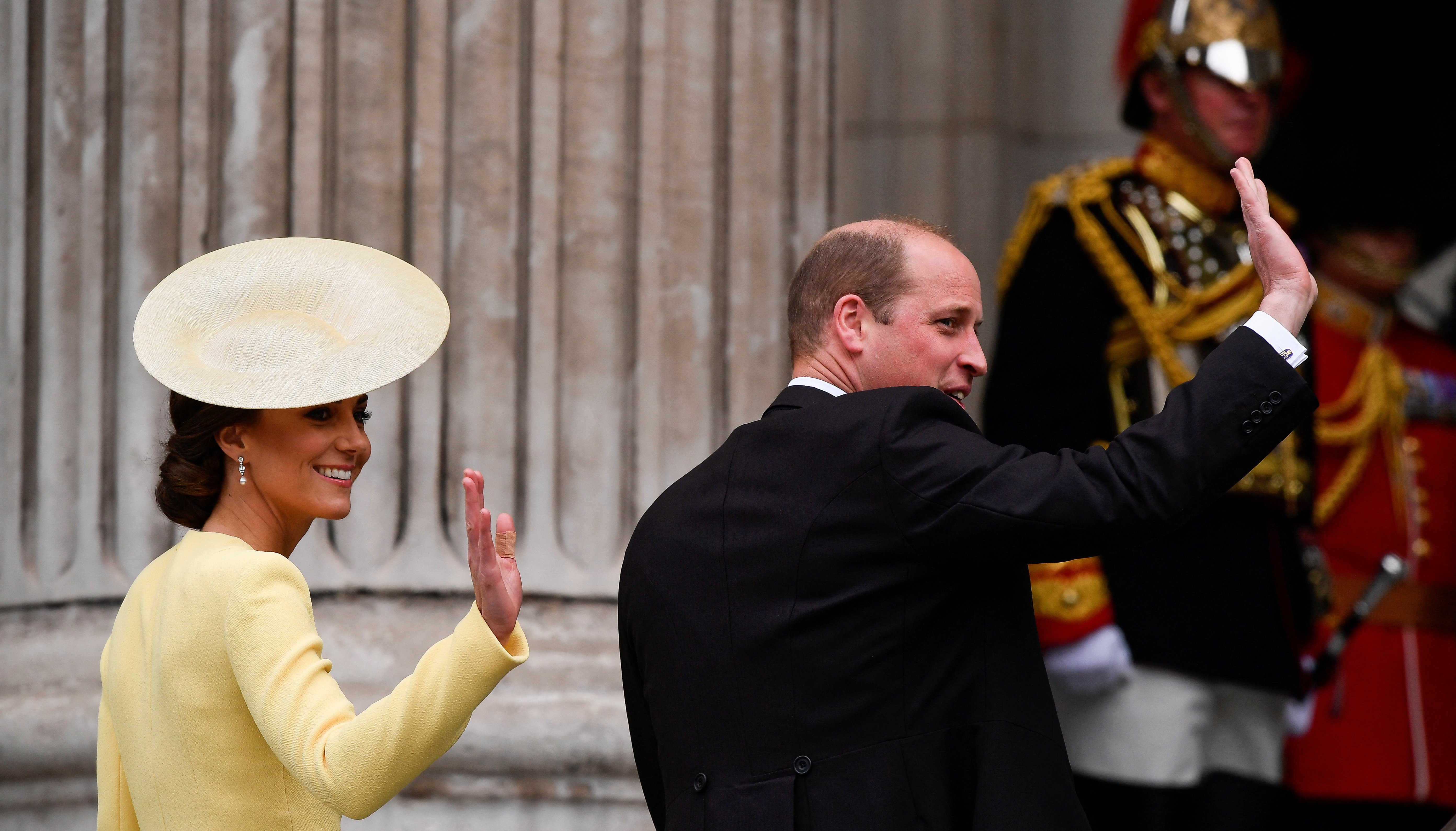 Britain's Prince William and Catherine, Duchess of Cambridge, arrive for the National Service of Thanksgiving held at St Paul's Cathedral during the Queen's Platinum Jubilee celebrations in London, Britain, June 3, 2022. REUTERS/Toby Melville/Pool