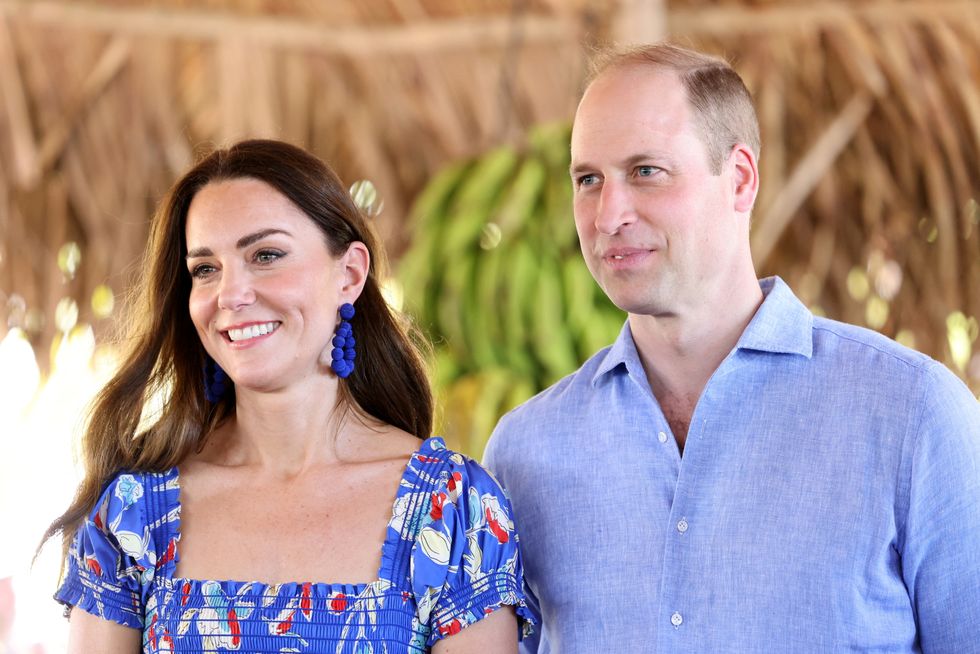 Britain's Prince William and Catherine, Duchess of Cambridge, look on during their visit to Hopkins, a small village on the coast which is considered to be cultural centre of the Garifuna community in Belize, amid a tour of the Caribbean, March 20, 2022. Chris Jackson/Pool via REUTERS