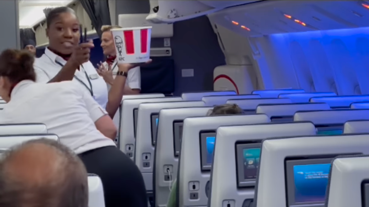 British Airways staff giving out KFC