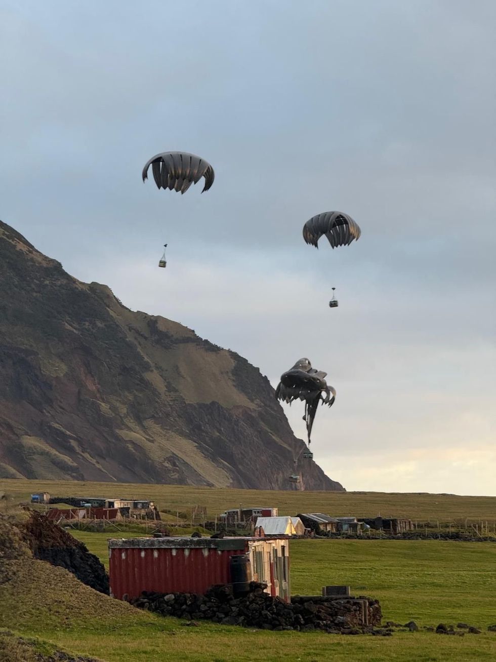 British Army airdrop on Tristan da Cunha