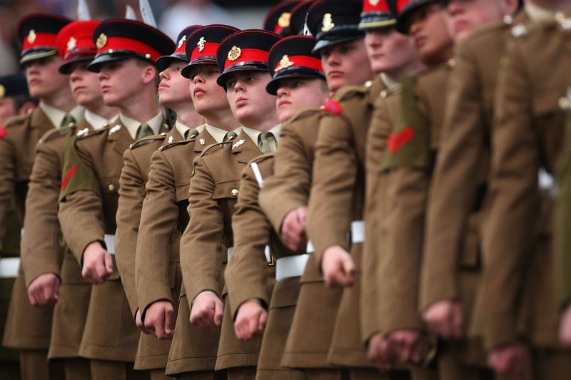 British Army recurits march