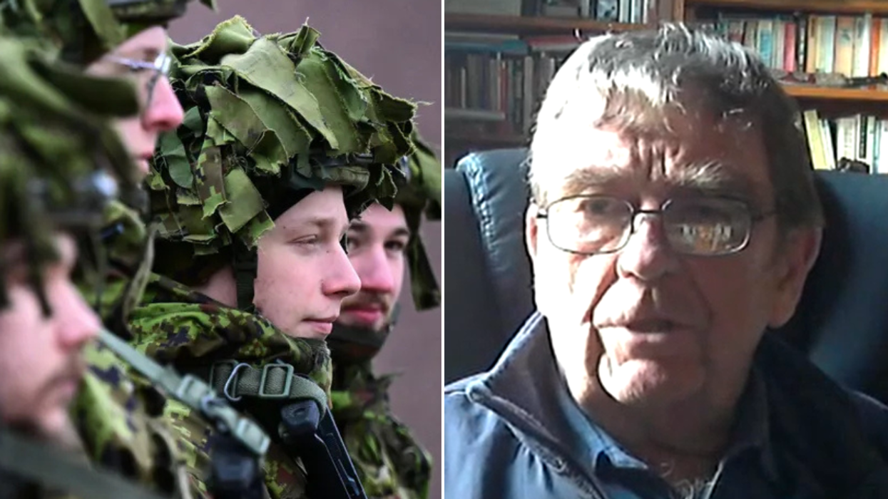 British Army troops; Retired British Army officer Tim Cross