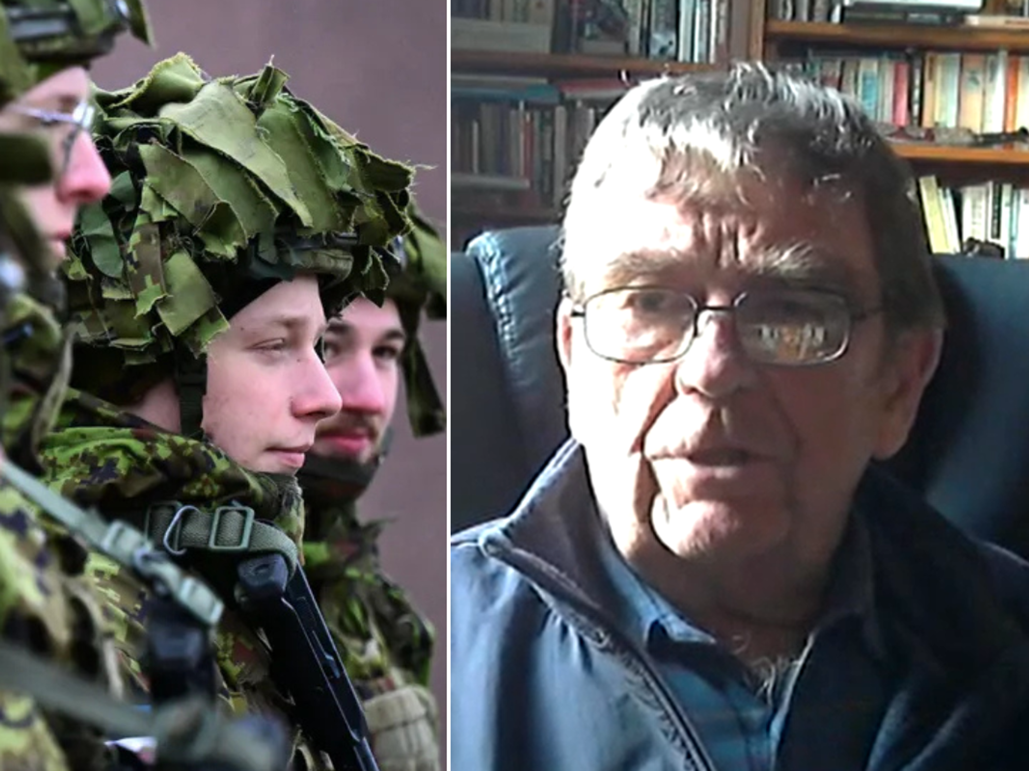 British Army troops; Retired British Army officer Tim Cross