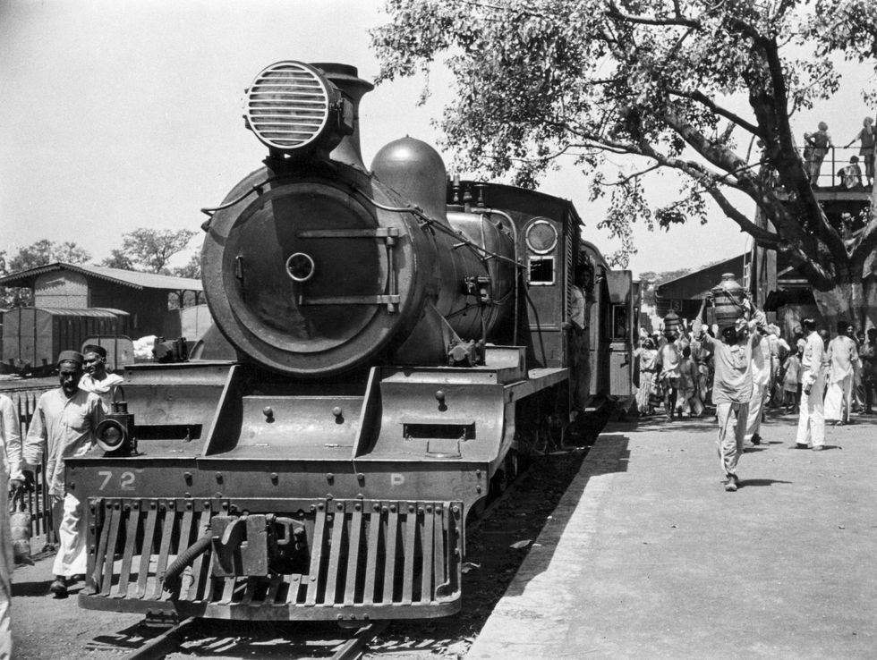 British-built train in India during the Raj