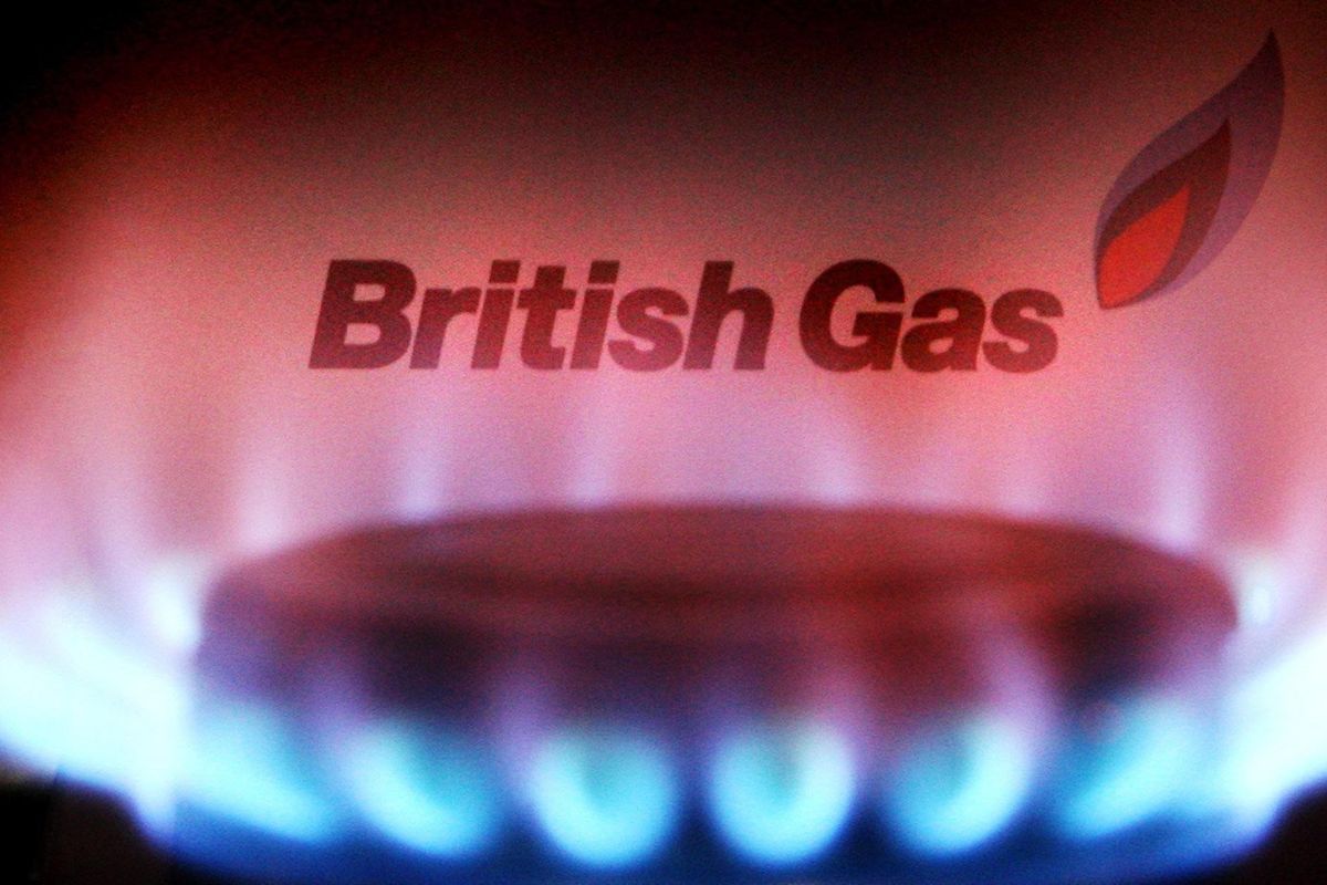 British Gas logo behind a gas stove flame