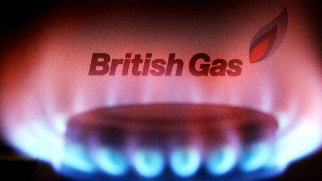 British Gas logo behind a gas stove flame