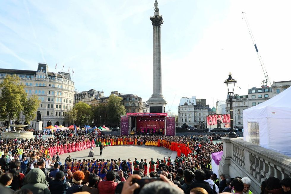 British Indians taking part in Diwali celebrations in Trafalgar Square