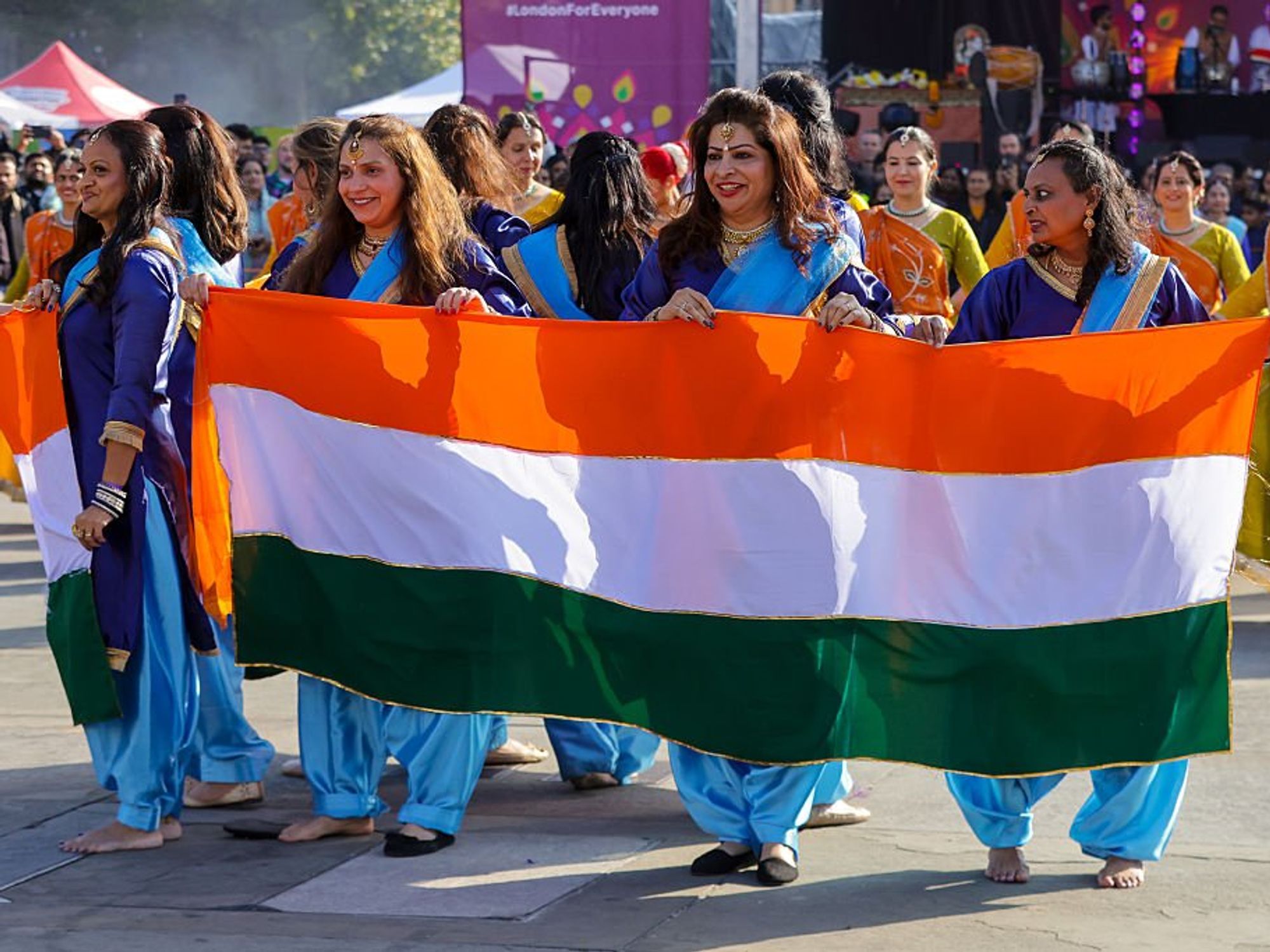 British Indians taking part in Diwali celebrations in Trafalgar Square