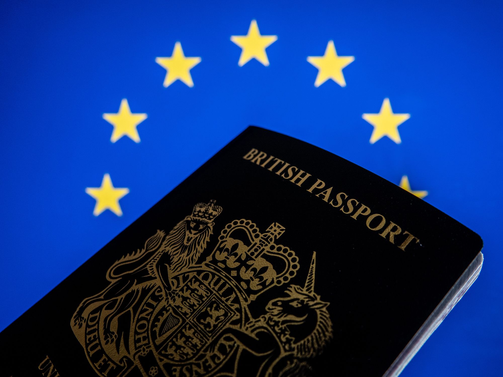 British passport and EU flag