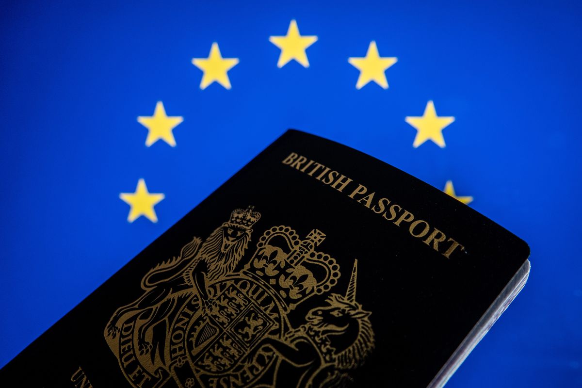 British passport EU flags