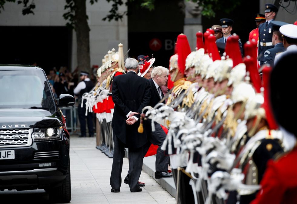 British Prime Minister Boris Johnson arrives for the National Service of Thanksgiving held at St Paul's Cathedral during the Queen's Platinum Jubilee celebrations in London, Britain, June 3, 2022. REUTERS/Peter Nicholls