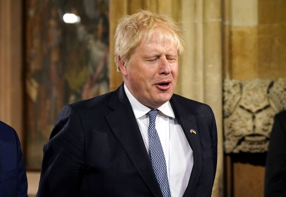 British Prime Minister Boris Johnson in the Central Lobby at the Palace of Westminster during the State Opening of Parliament in the House of Lords, London. Picture date: Tuesday May 10, 2022.