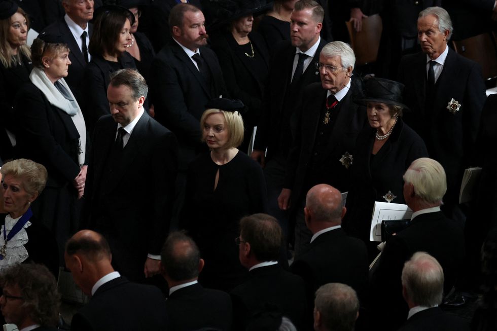 British Prime Minister Liz Truss attends, on the day of the state funeral and burial of Britain's Queen Elizabeth, at Westminster Abbey in London, Britain, September 19, 2022.   REUTERS/Phil Noble/Pool