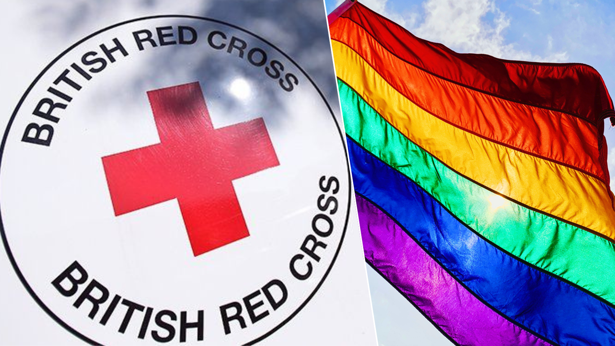 British Red Cross logo/Gay pride flag