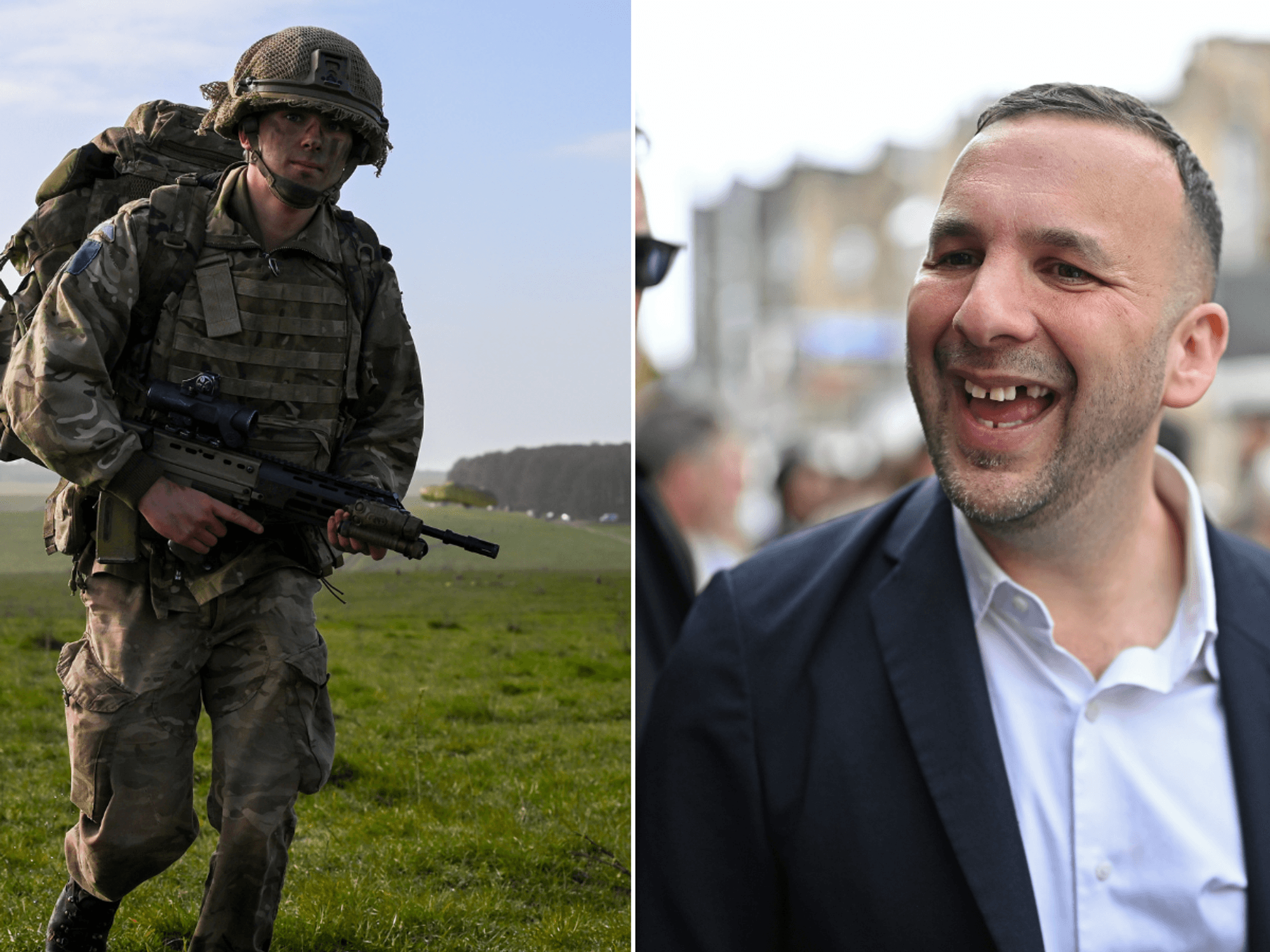 British solider and Zack Polanski composite image