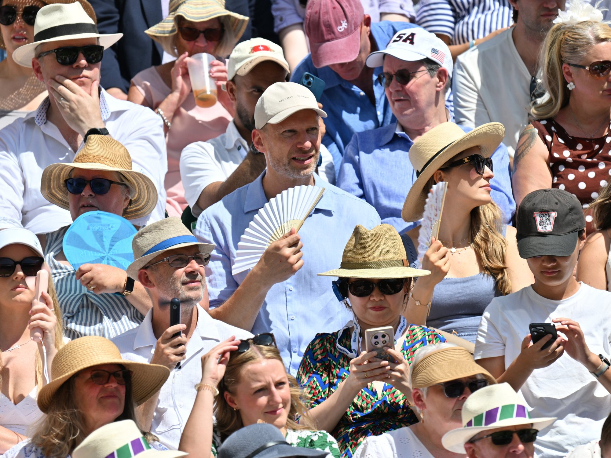 Britons on a hot day at Wimbledon