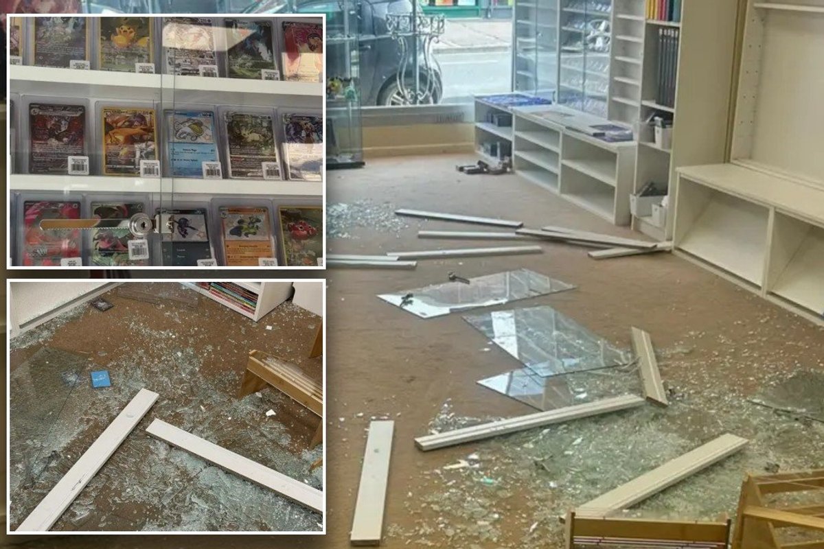 Broken glass covers the floor at the Trove UK location