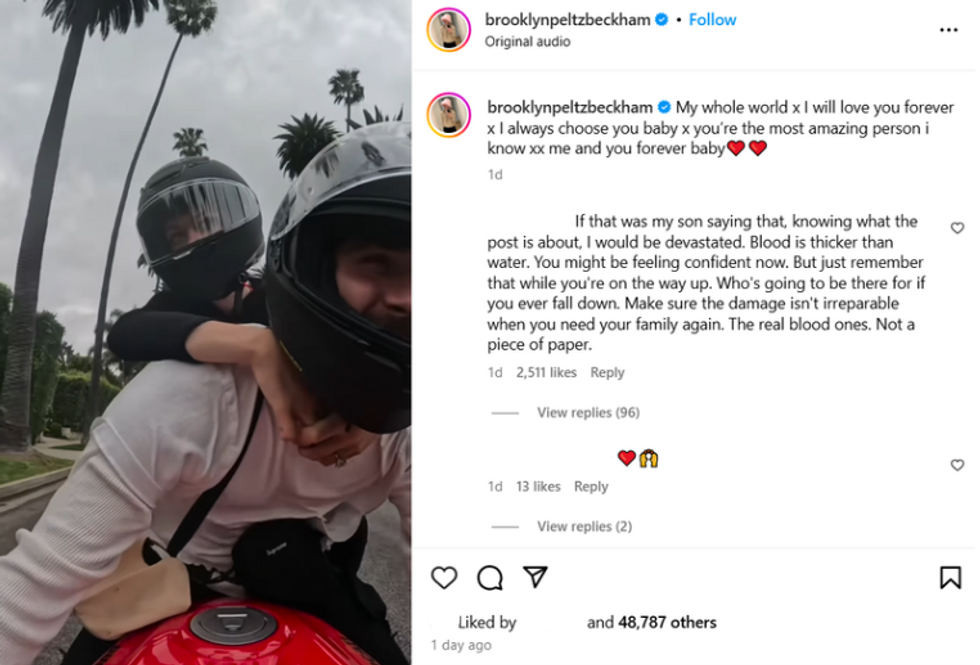 Brooklyn Beckham Instagram post