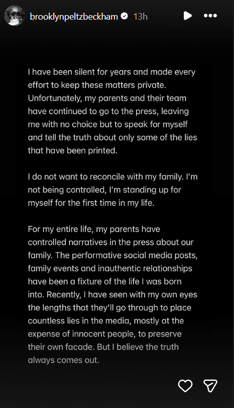 Brooklyn Beckham post