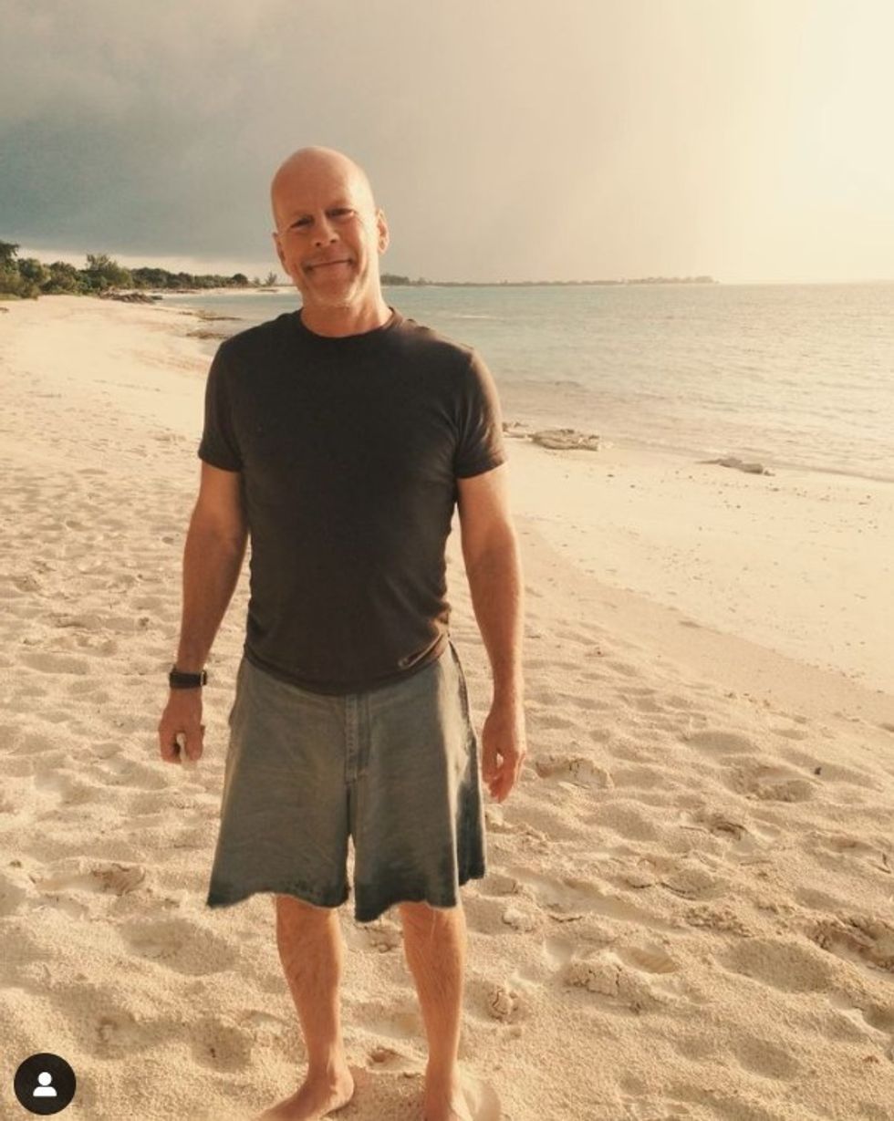 Bruce Willis on beach