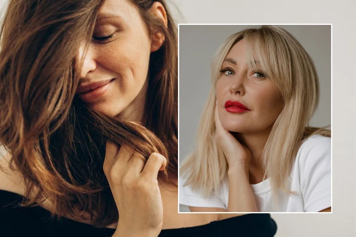 Brunette and blonde women, thick, healthy hair