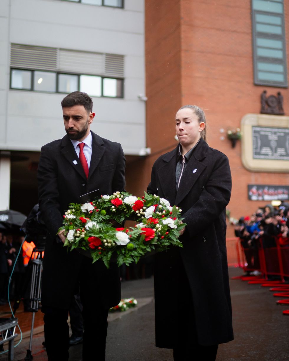 Bruno Fernandes paid tribute to the Busby Babes at the memorial service