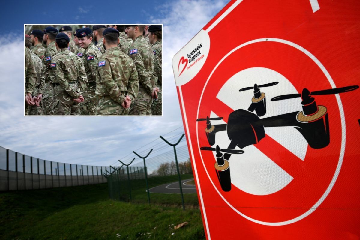 Brussels airport anti-drone sign
