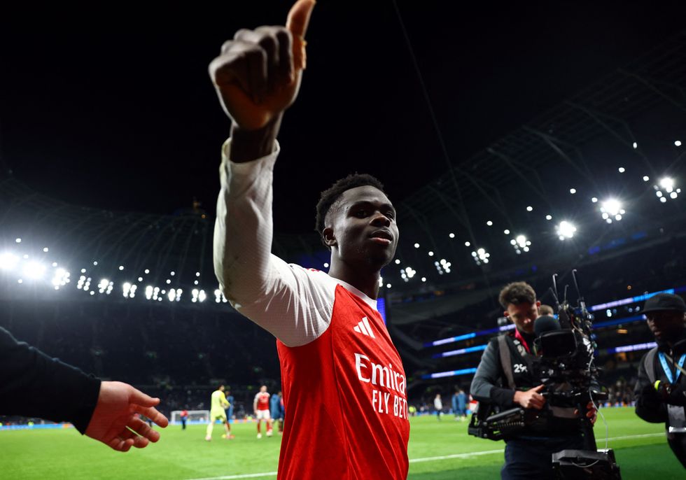 Bukayo Saka has eight goals and seven assists in 36 appearances this season