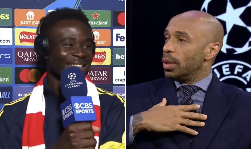 Bukayo Saka was visibly moved by Thierry Henry's speech