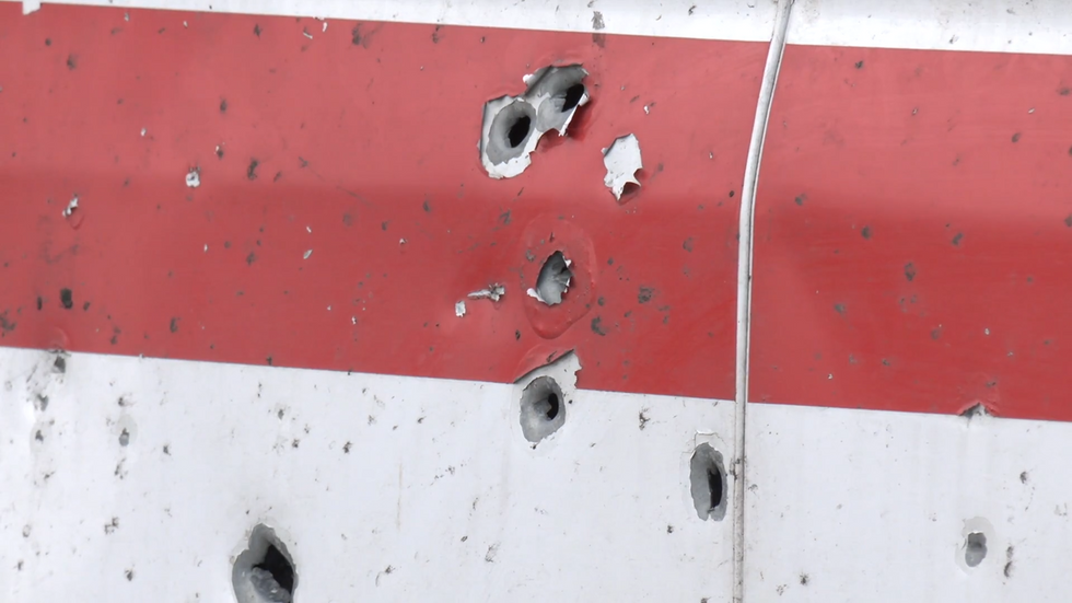 Bullet holes in ambulance
