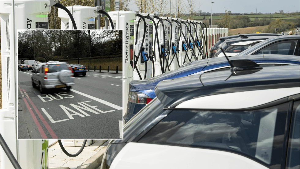 Bus lane and electric car charging