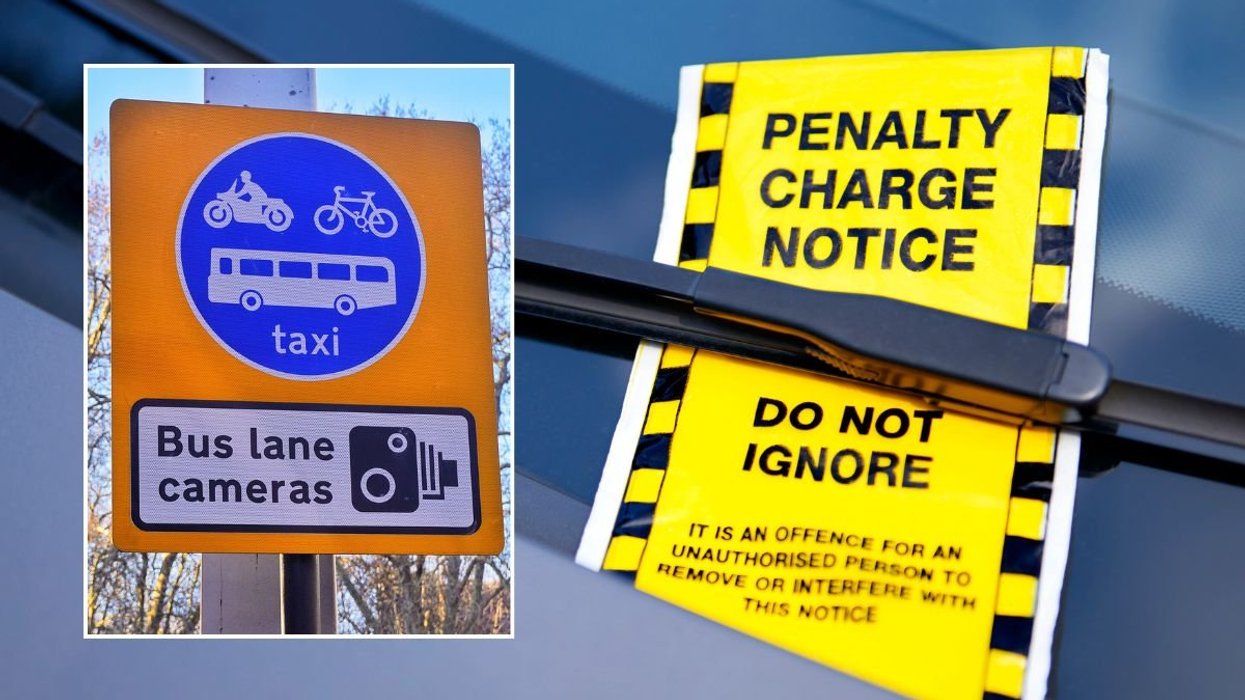 Bus lane sign and a penalty charge notice