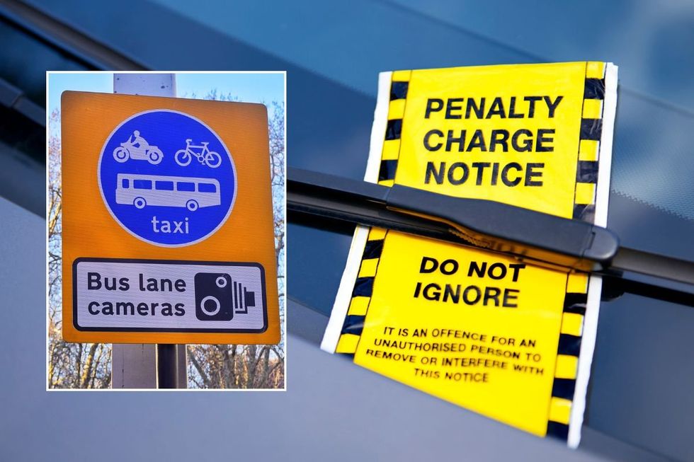 Bus lane sign and a penalty charge notice