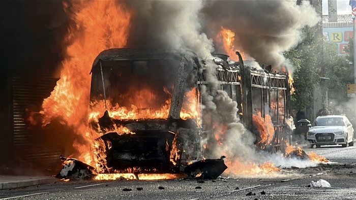 Bus on fire