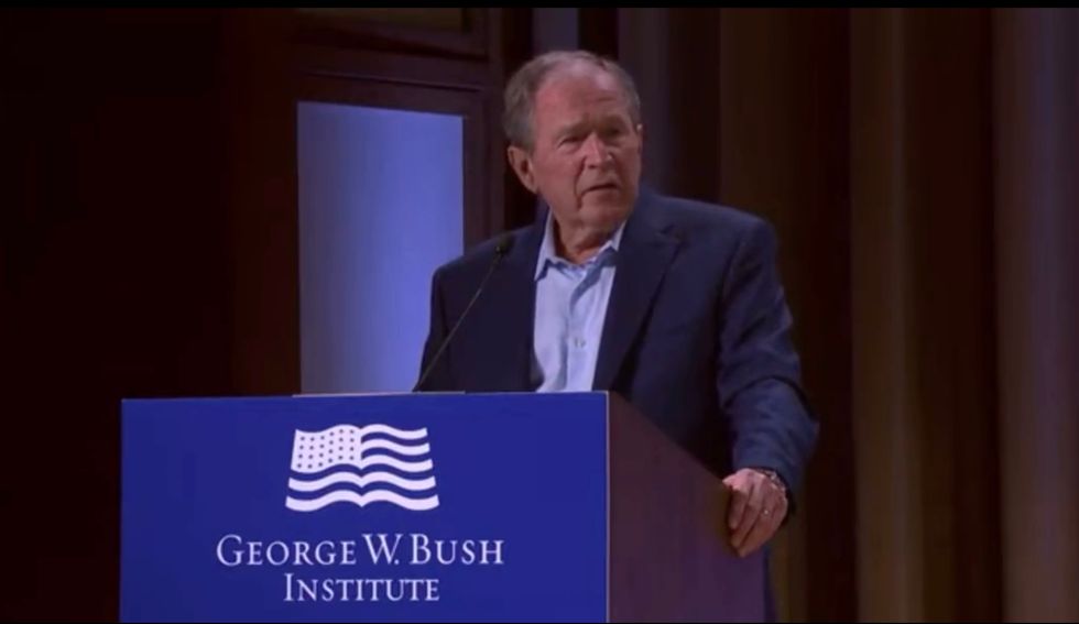 Bush delivers his speech on Wednesday.