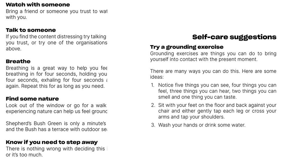 Bush Theatre guidelines