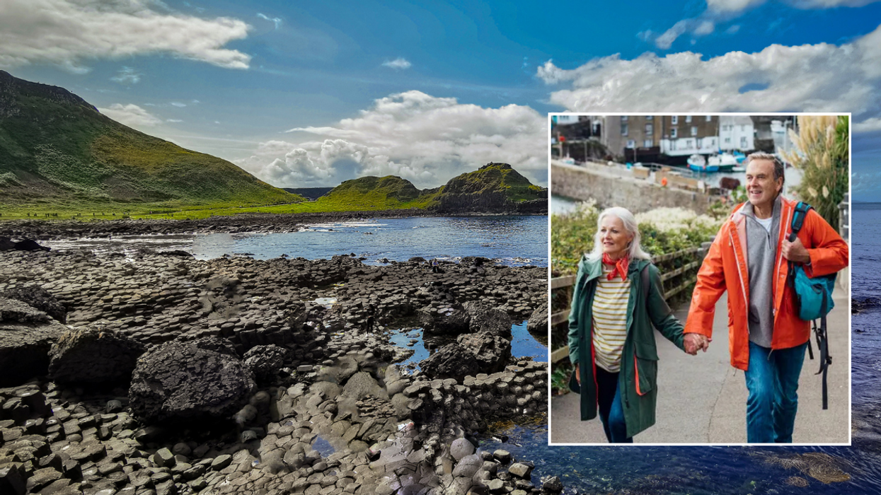 Bushmills Northern Ireland / middle aged couple holding hands