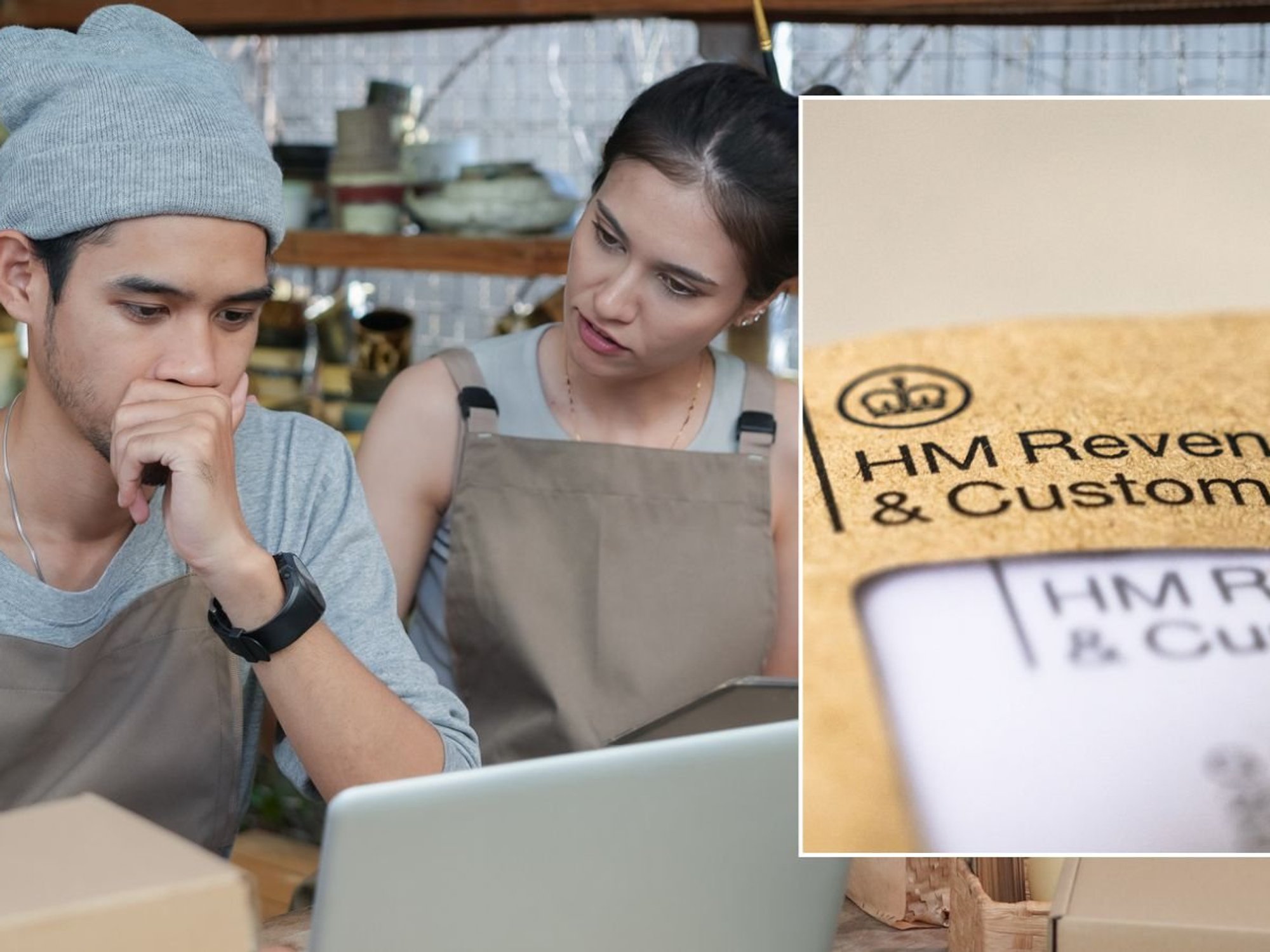 Business owners looking at taxes and HMRC letter