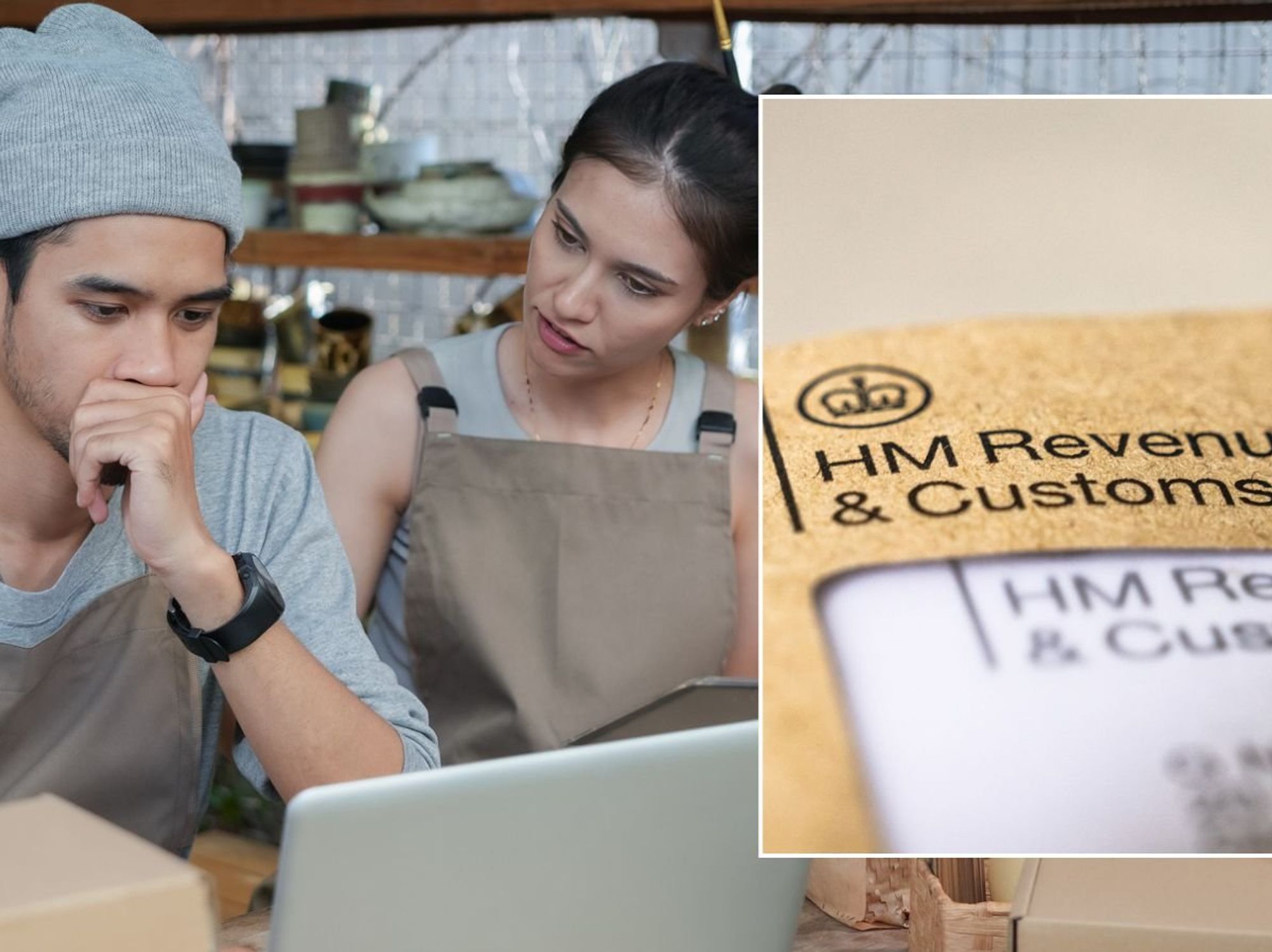 Business owners looking at taxes and HMRC letter