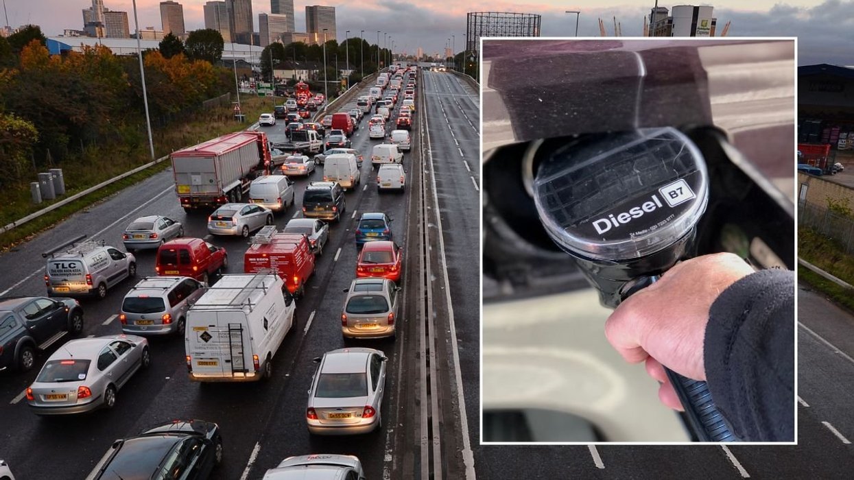 Busy London road and a diesel pump