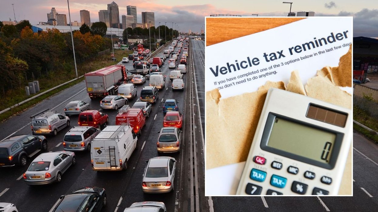 Busy London road and a vehicle tax reminder letter