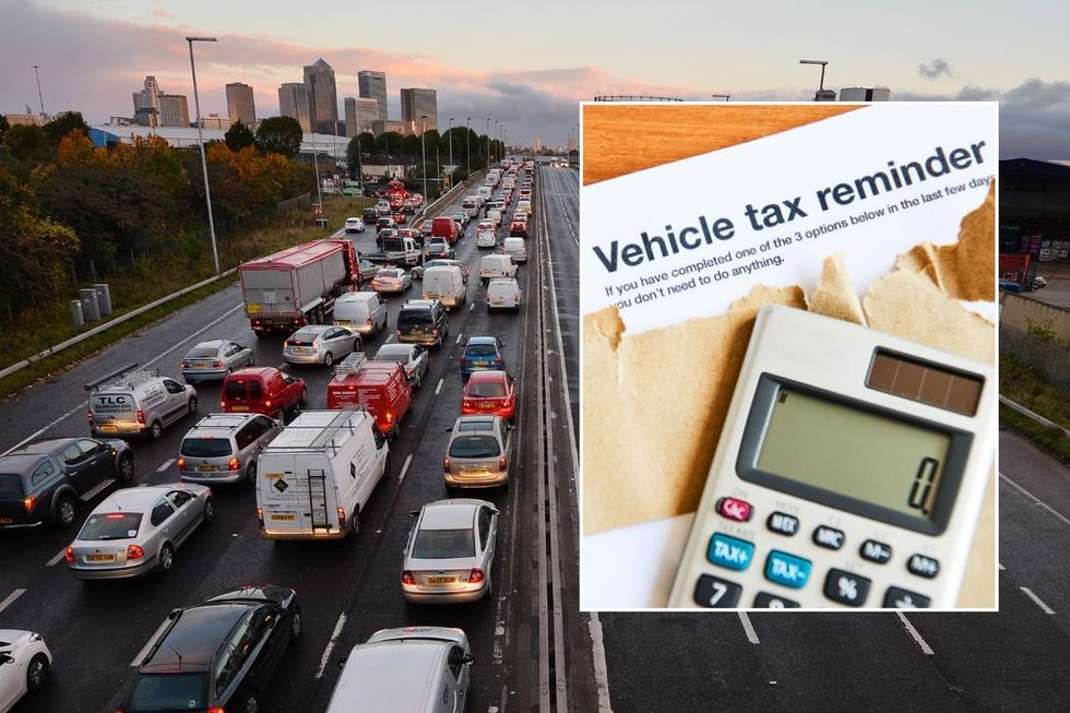 Busy London road and a vehicle tax reminder letter