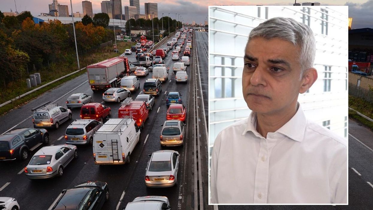 Busy London road and Mayor Sadiq Khan