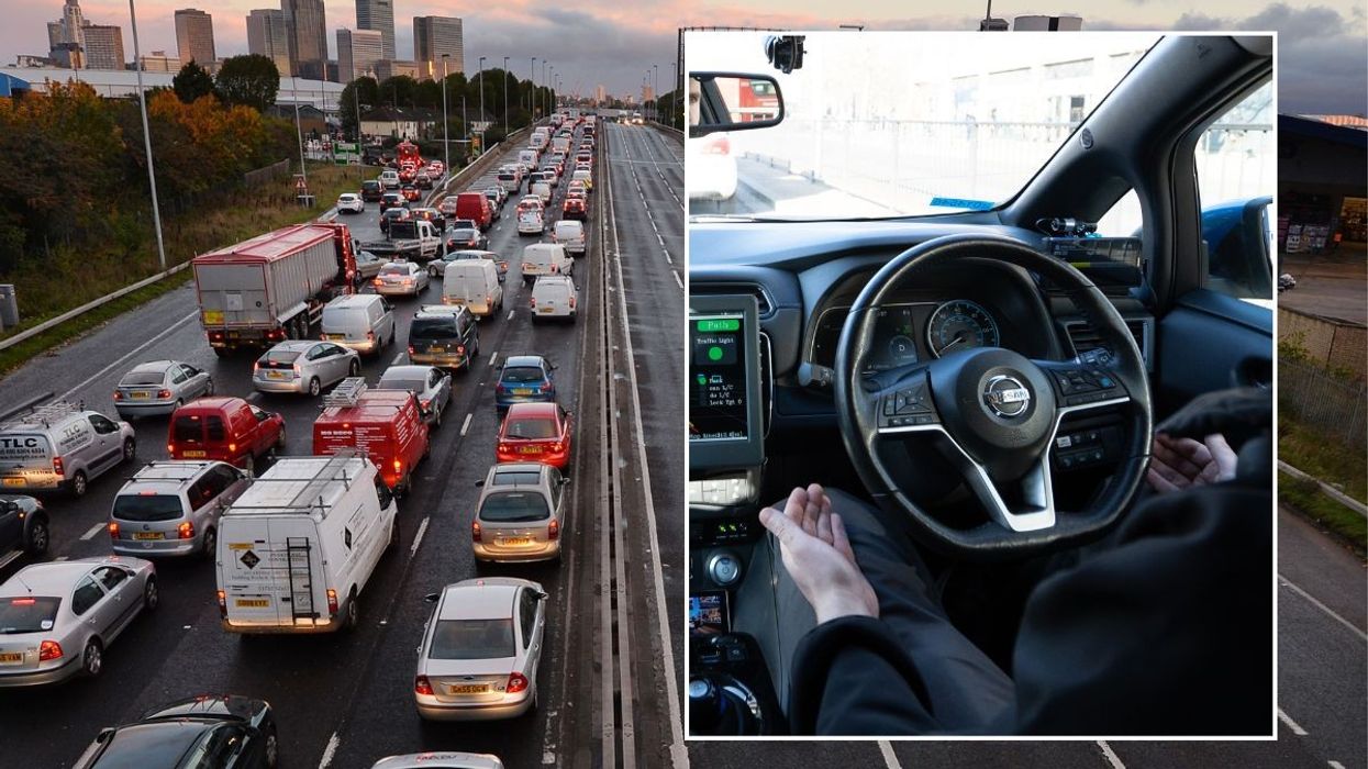 Busy motorway and a self-driving car
