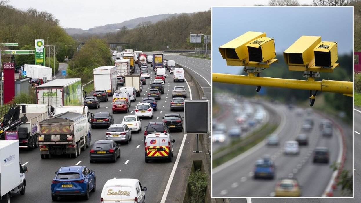 Busy motorway and speed cameras