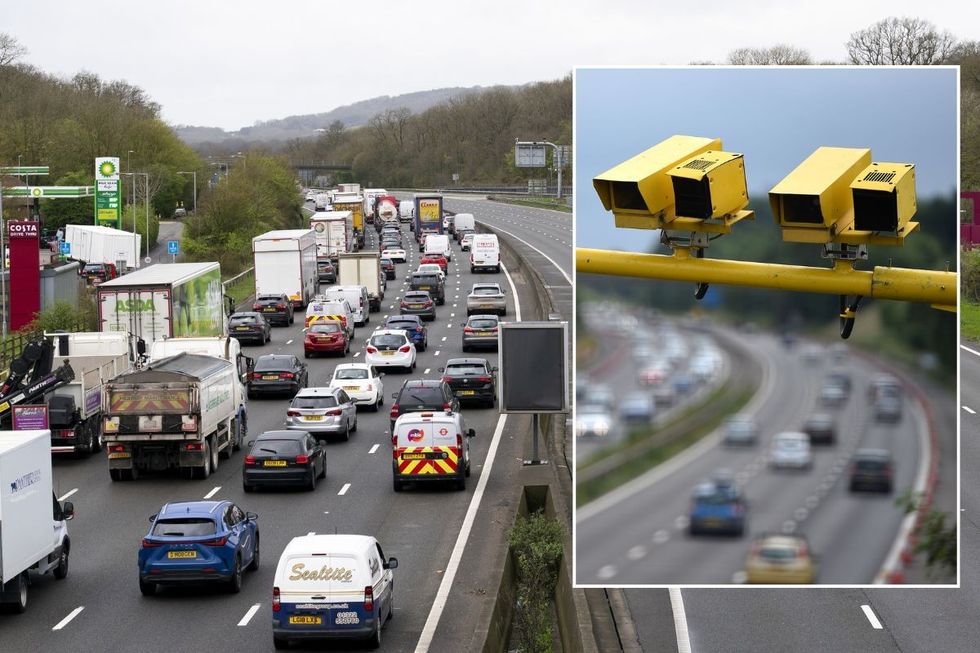Busy motorway and speed cameras