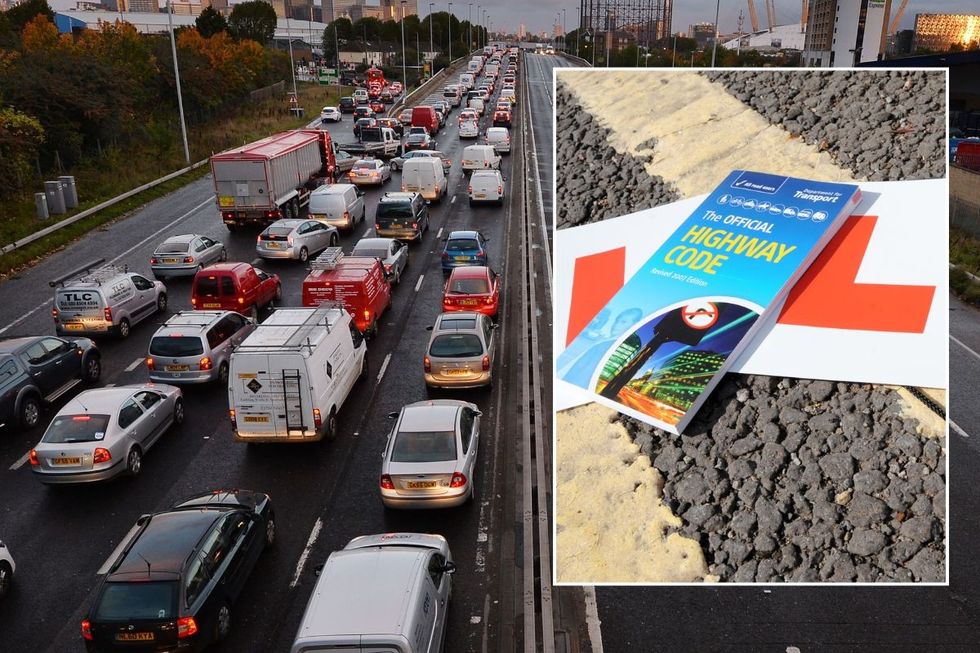Busy road and a copy of the Highway Code