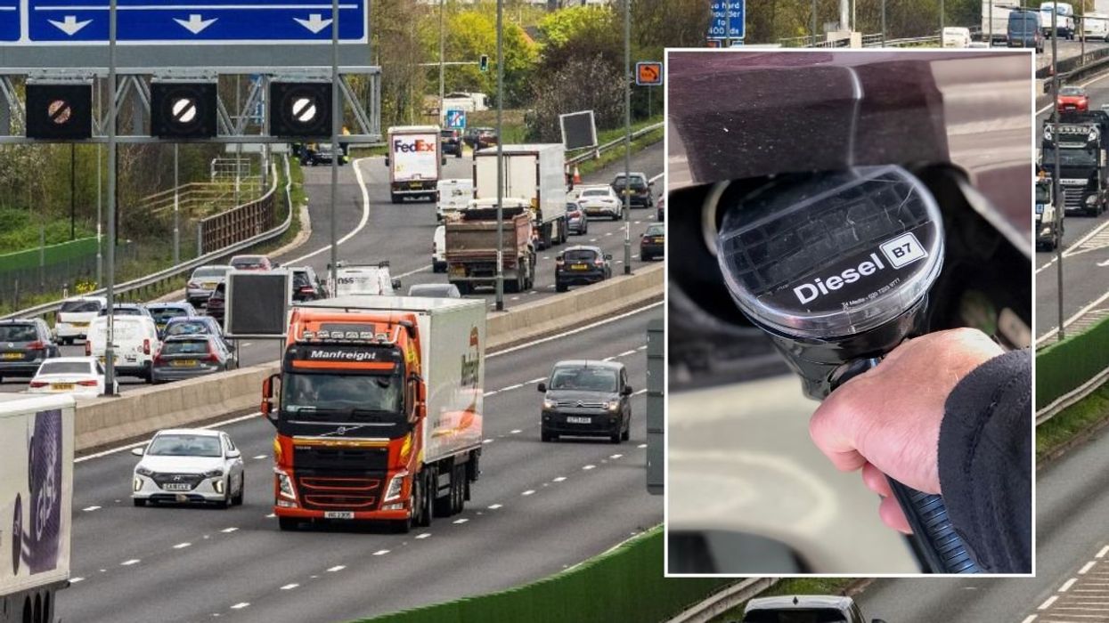 Busy road and a diesel pump